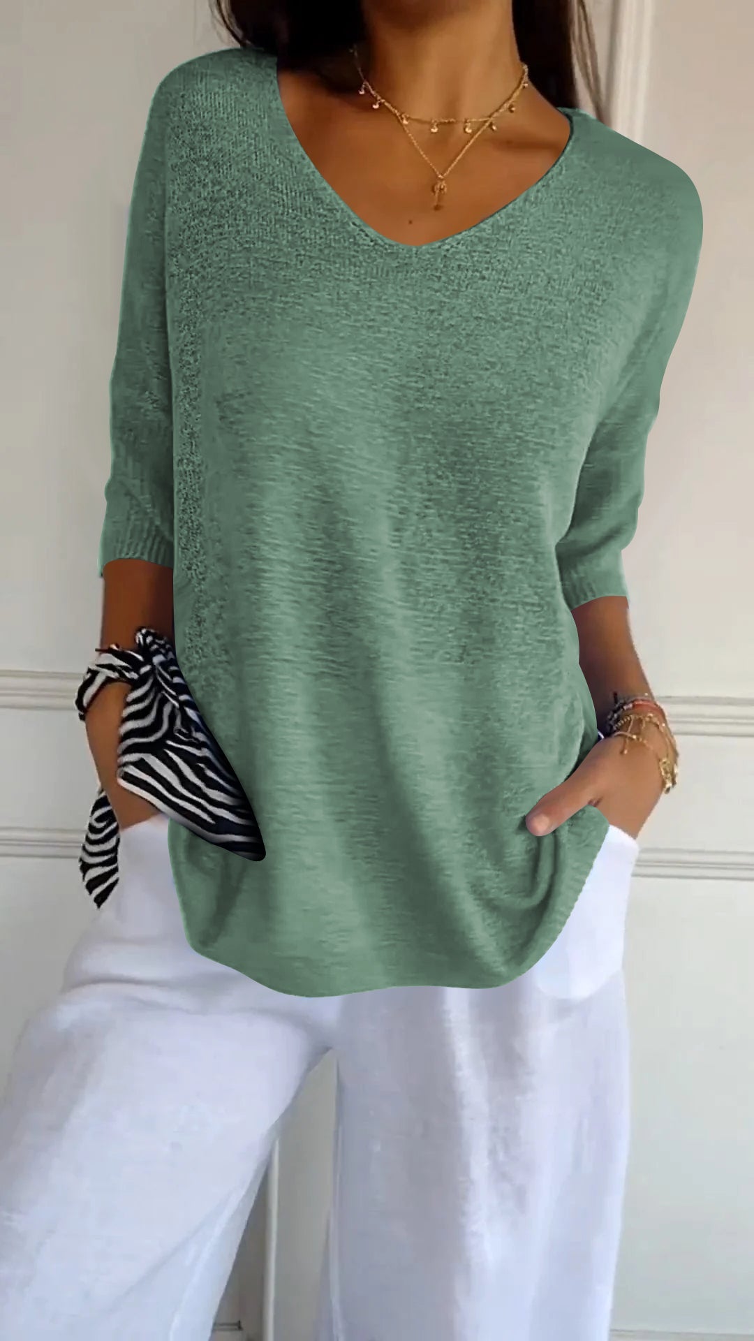 Top Primaverile con Scollatura a V