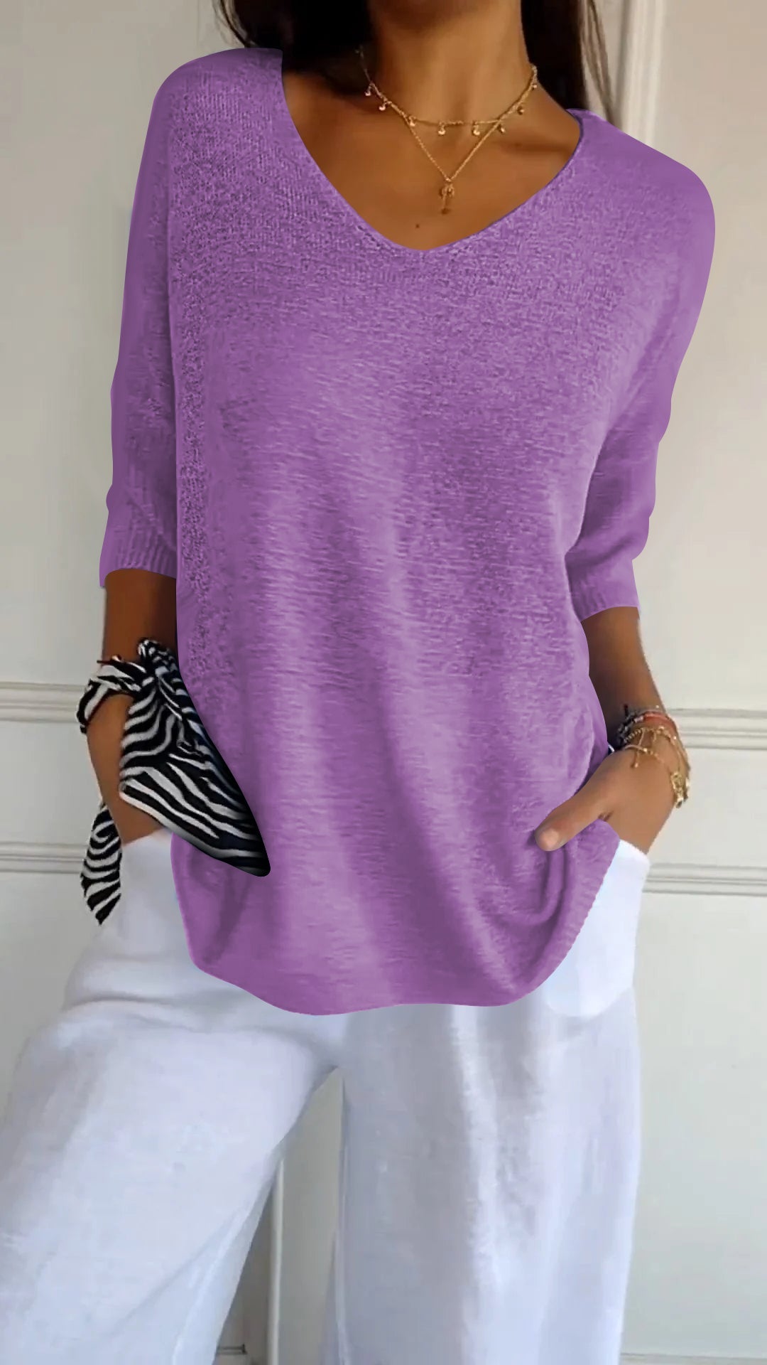 Top Primaverile con Scollatura a V