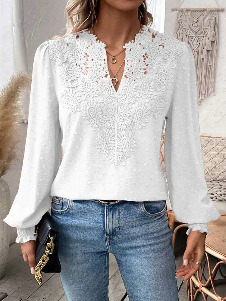 Sondra™ | Blusa di Pizzo di Lusso con Scollatura a V