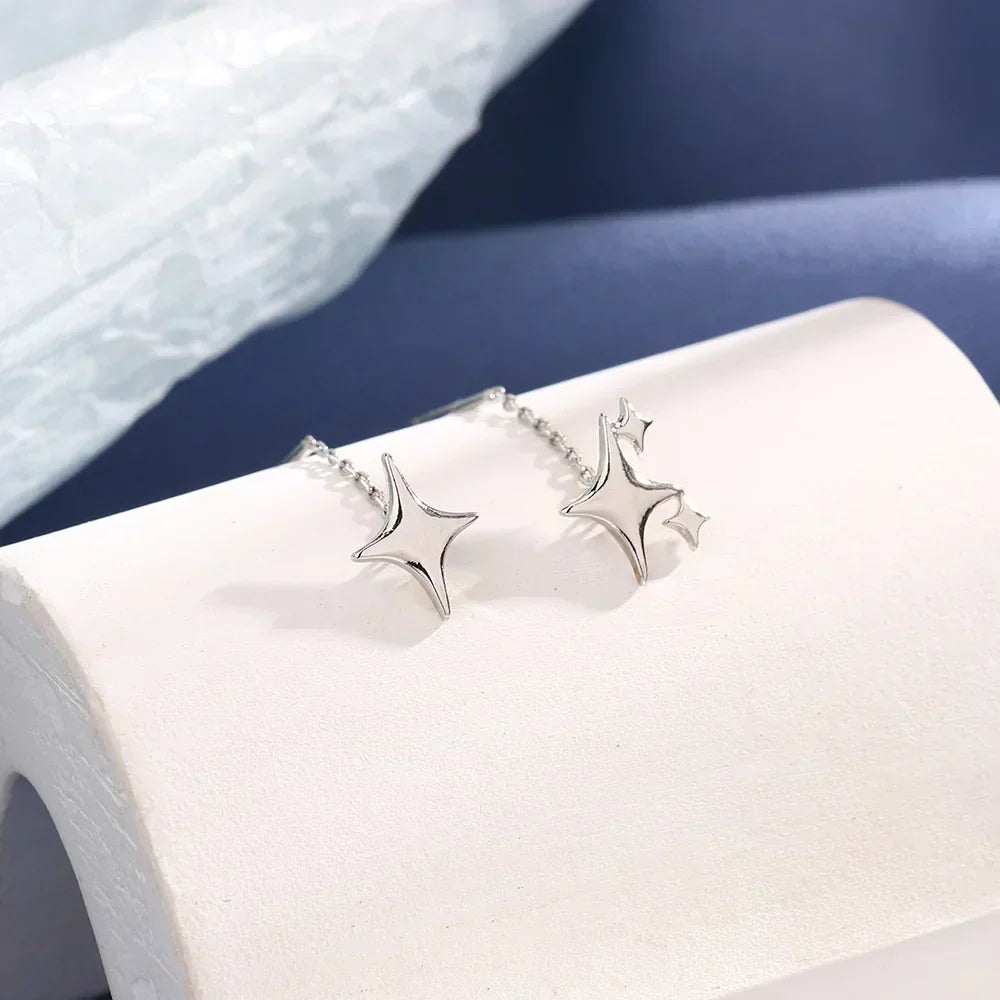 Orecchini a Catena a Stella in Argento Sterling