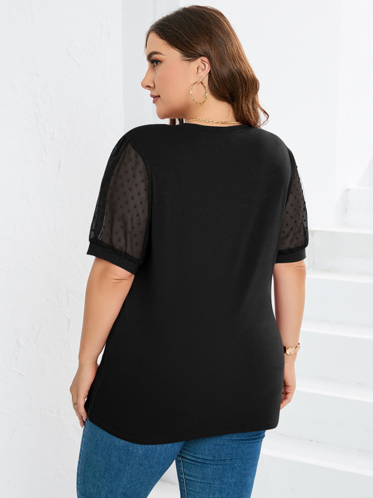 Rema – Top V-Neck con Maniche Trasparenti