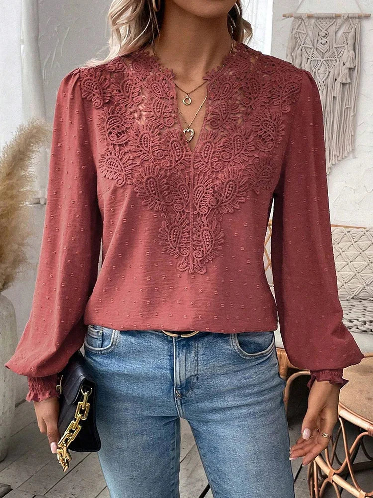 Sondra™ | Blusa di Pizzo di Lusso con Scollatura a V