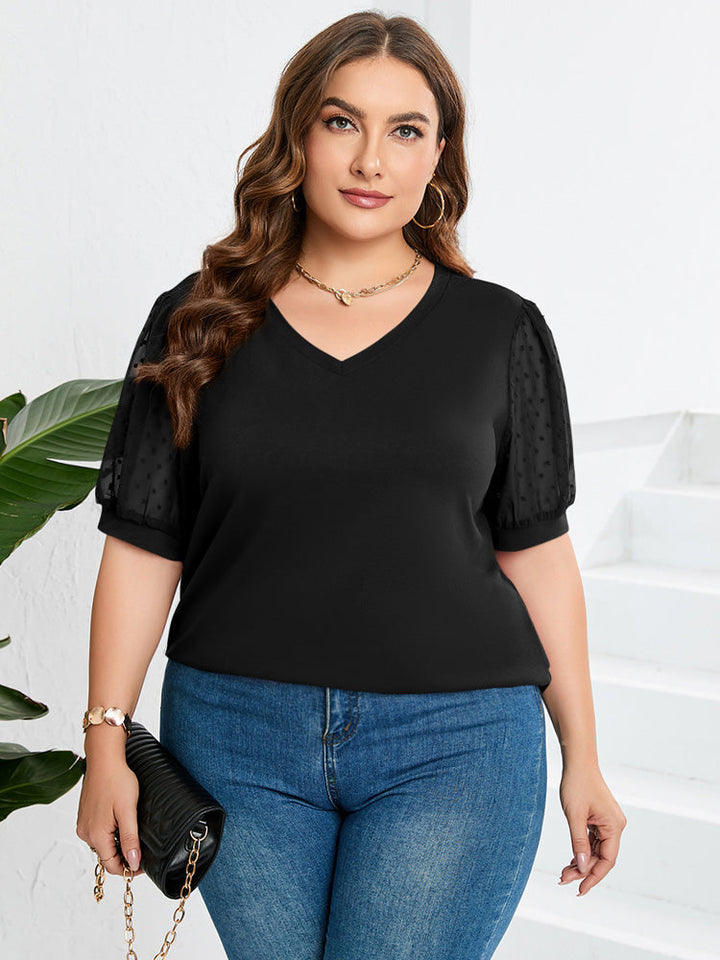 Rema – Top V-Neck con Maniche Trasparenti