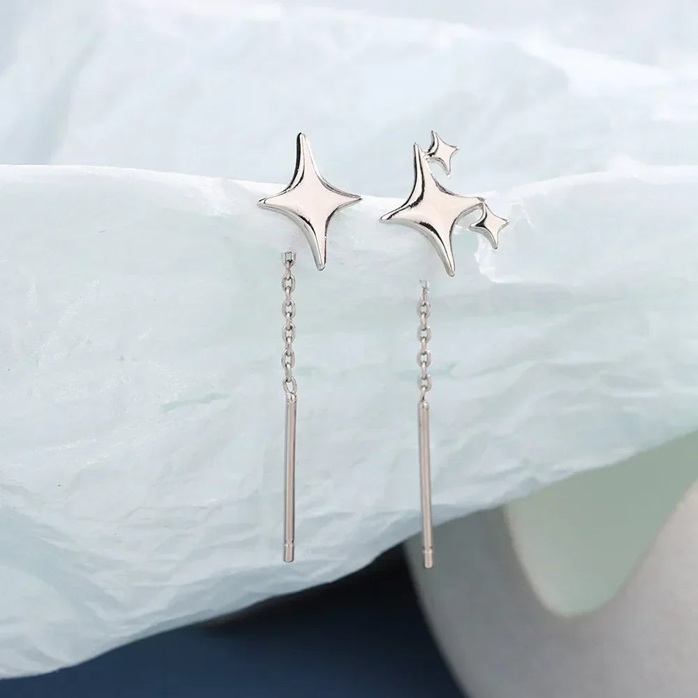 Orecchini a Catena a Stella in Argento Sterling