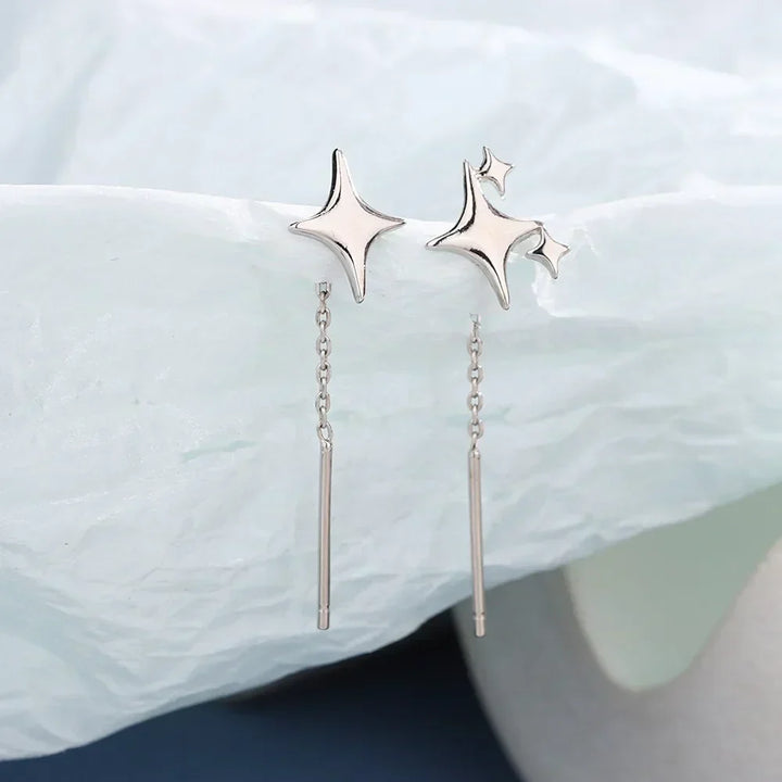 Orecchini a Catena a Stella in Argento Sterling