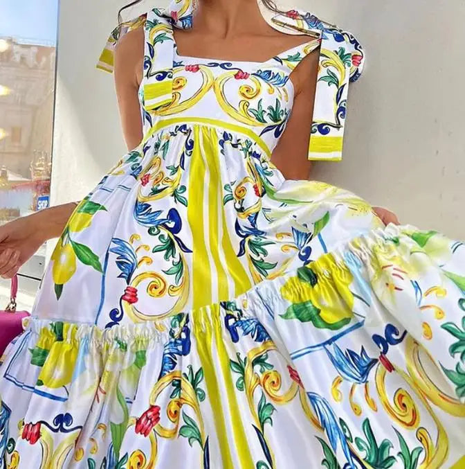 Vestito Maxi Floreale con Lacci Serena