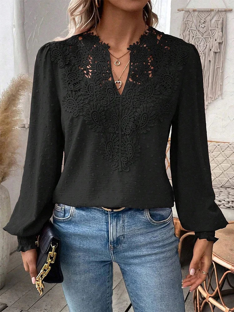 Sondra™ | Blusa di Pizzo di Lusso con Scollatura a V