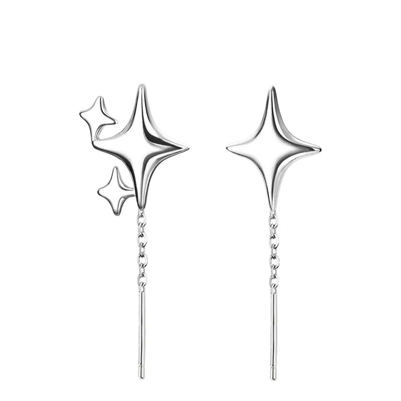 Orecchini a Catena a Stella in Argento Sterling