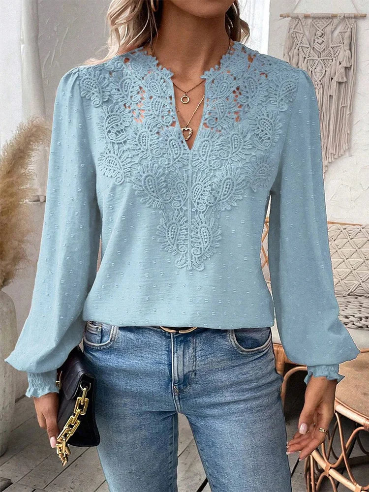 Sondra™ | Blusa di Pizzo di Lusso con Scollatura a V