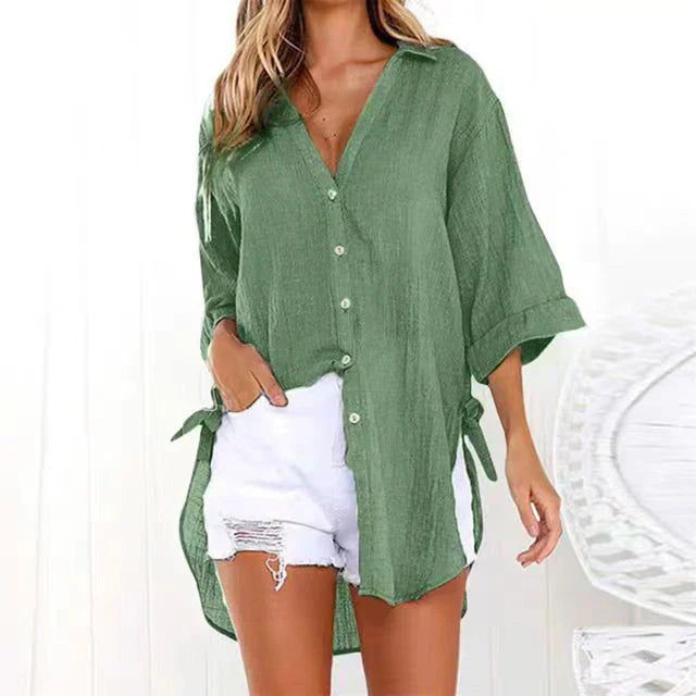 Camicia Lunga con Legature sui Lati