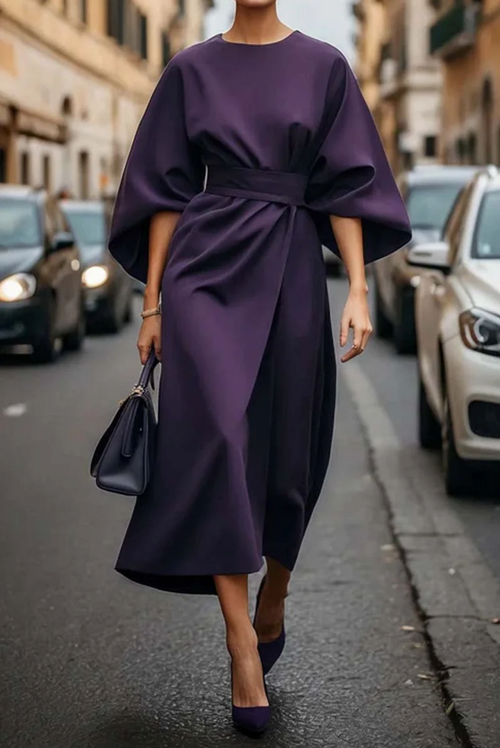 Sonia - Abito Elegante con Maniche a Lanterna e Cintura