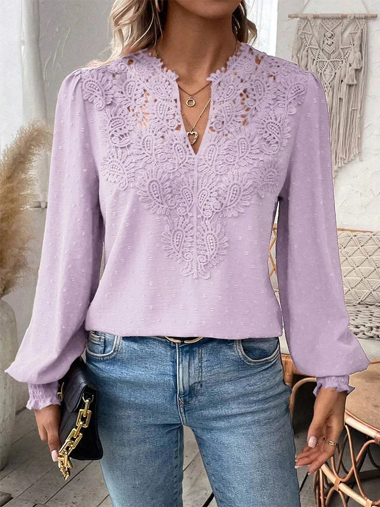 Sondra™ | Blusa di Pizzo di Lusso con Scollatura a V