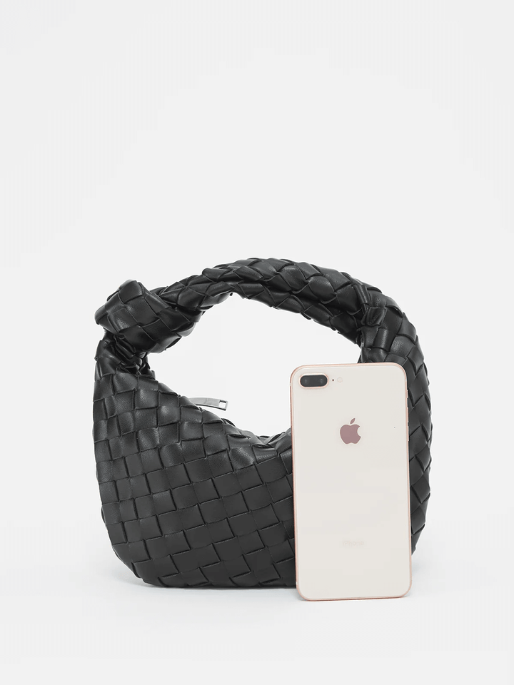 Borsa a Mano Woven da Donna con Manico Annodato e Forma Curva