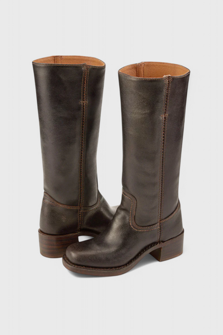 Stivali da Donna al Ginocchio con Tacco Impilato e Punta Rotonda Classica
