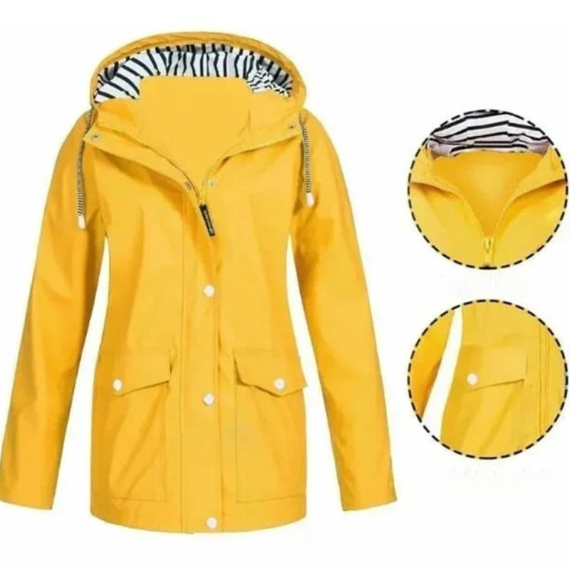 Ilektra - Giacca Impermeabile Elegante con Maniche Lunghe e Cappuccio