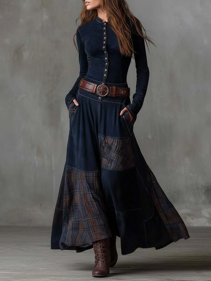 Azucena | Vestito maxi in camoscio con cintura