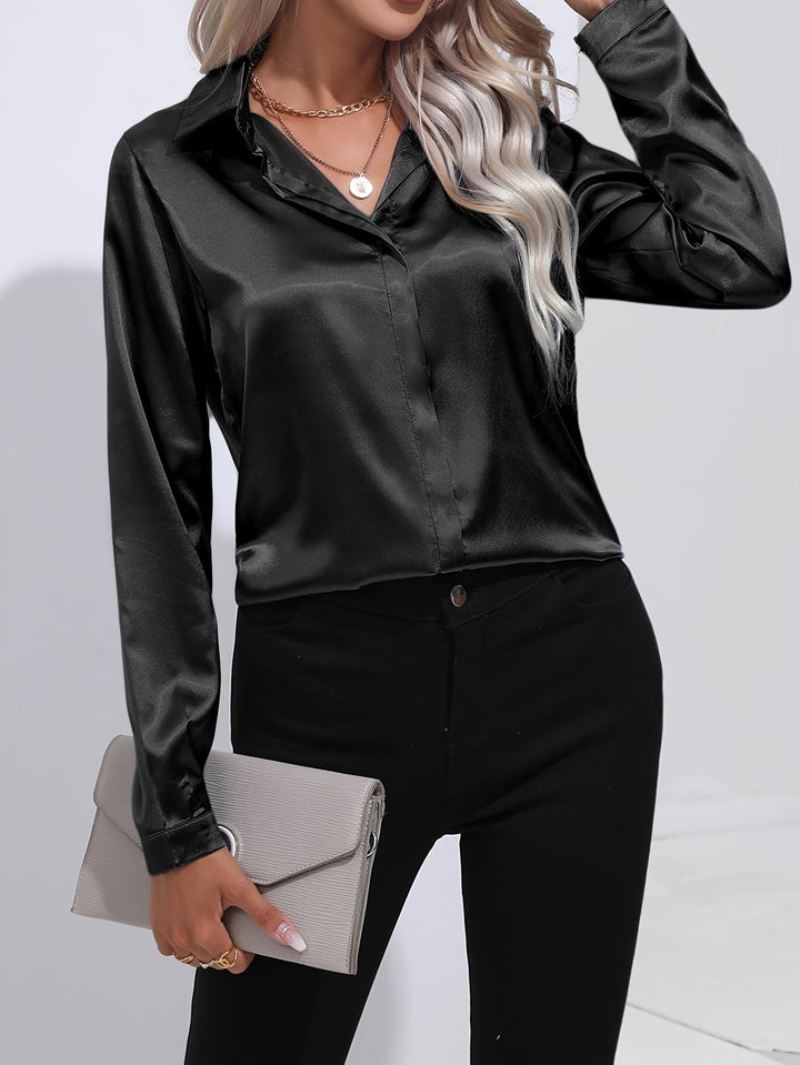 Luna - Blusa Satinata con Bottoni