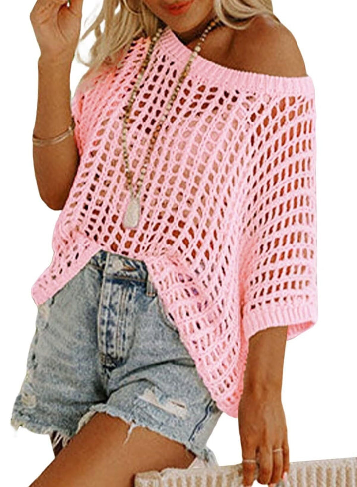 Danae - Top in Maglia all'Uncinetto Casual con Ritagli