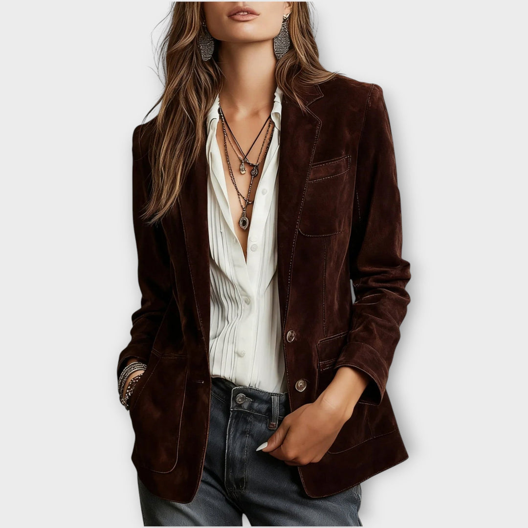 Blazer Vintage in Suede Marrone