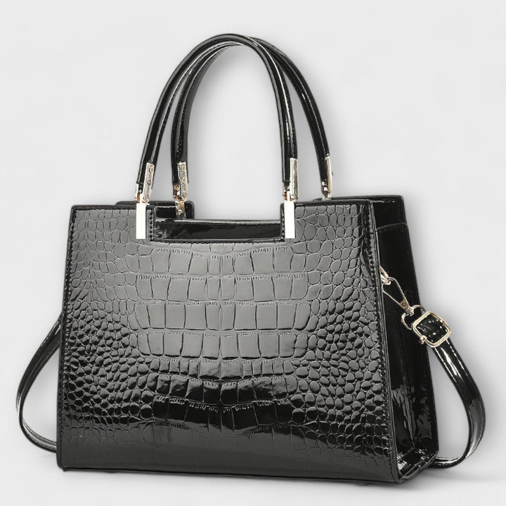 Borsa a Mano con Motivo Coccodrillo Lucido