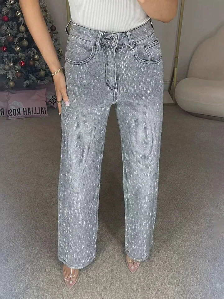 Jeans dritti con strass – Diventa la stella splendente