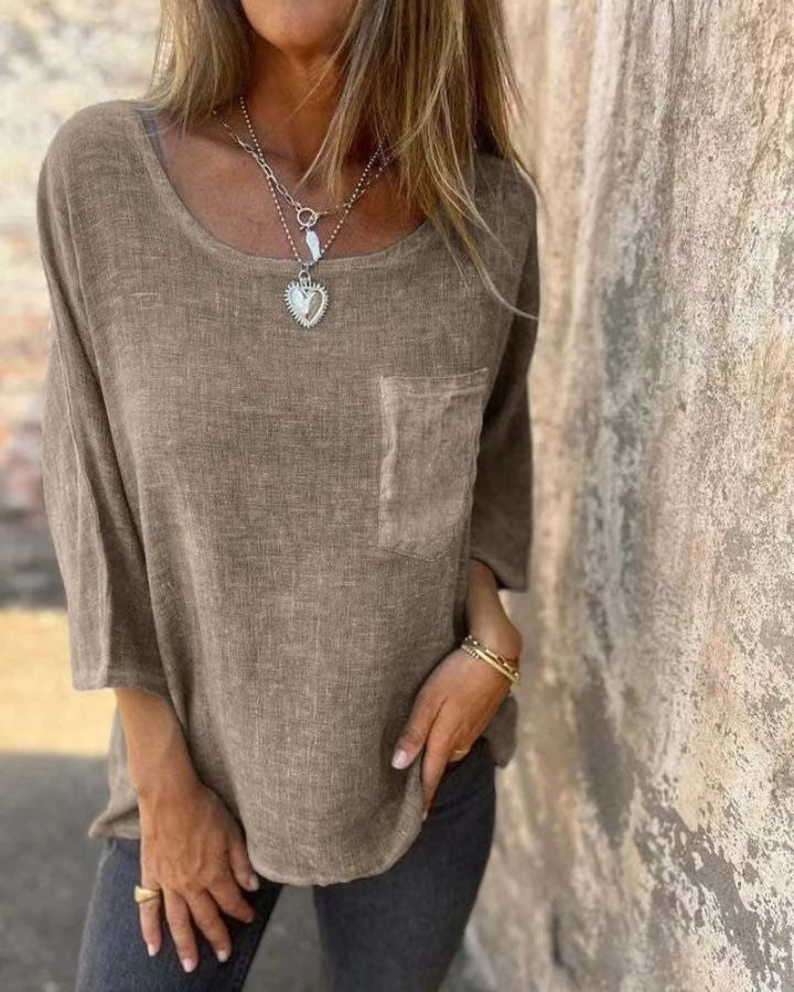 CEMAGI - Maglietta Casual in Cotone e Lino