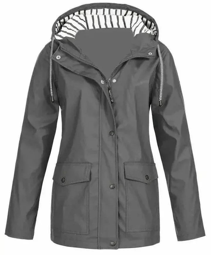 Ilektra - Giacca Impermeabile Elegante con Maniche Lunghe e Cappuccio
