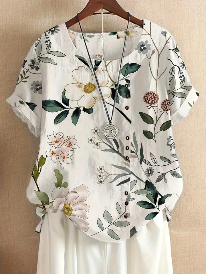 Sienna – Blusa con Dettaglio di Bottoni Floreali