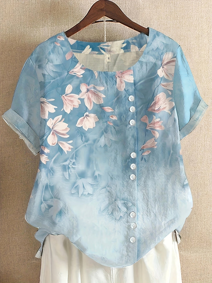 Sienna – Blusa con Dettaglio di Bottoni Floreali