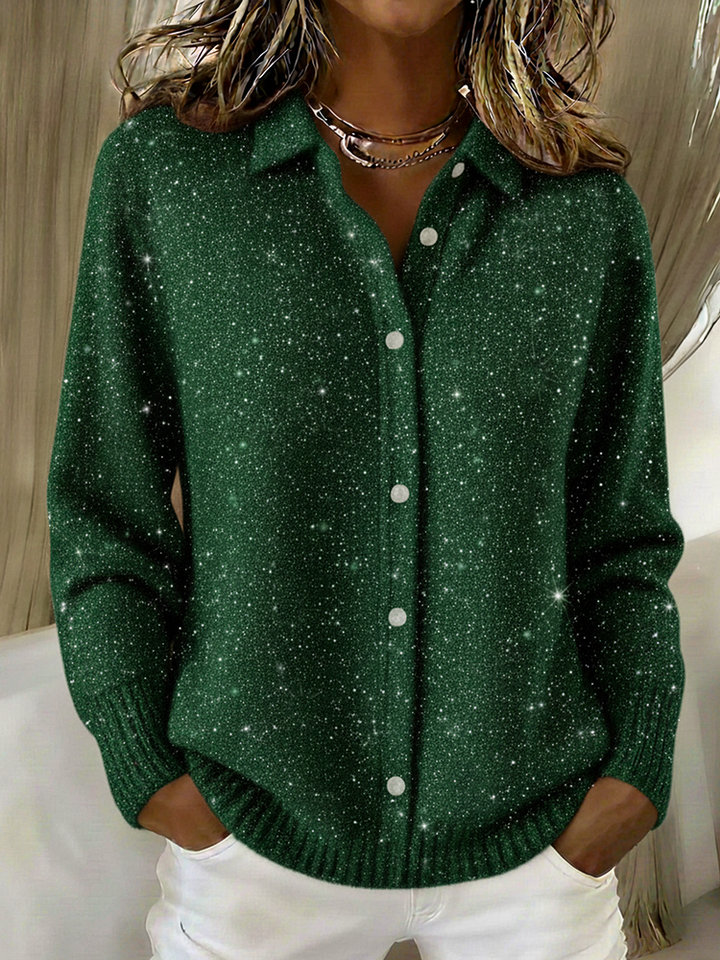 Maglione di Natale per donne con bottoni e paillettes e dettagli scintillanti
