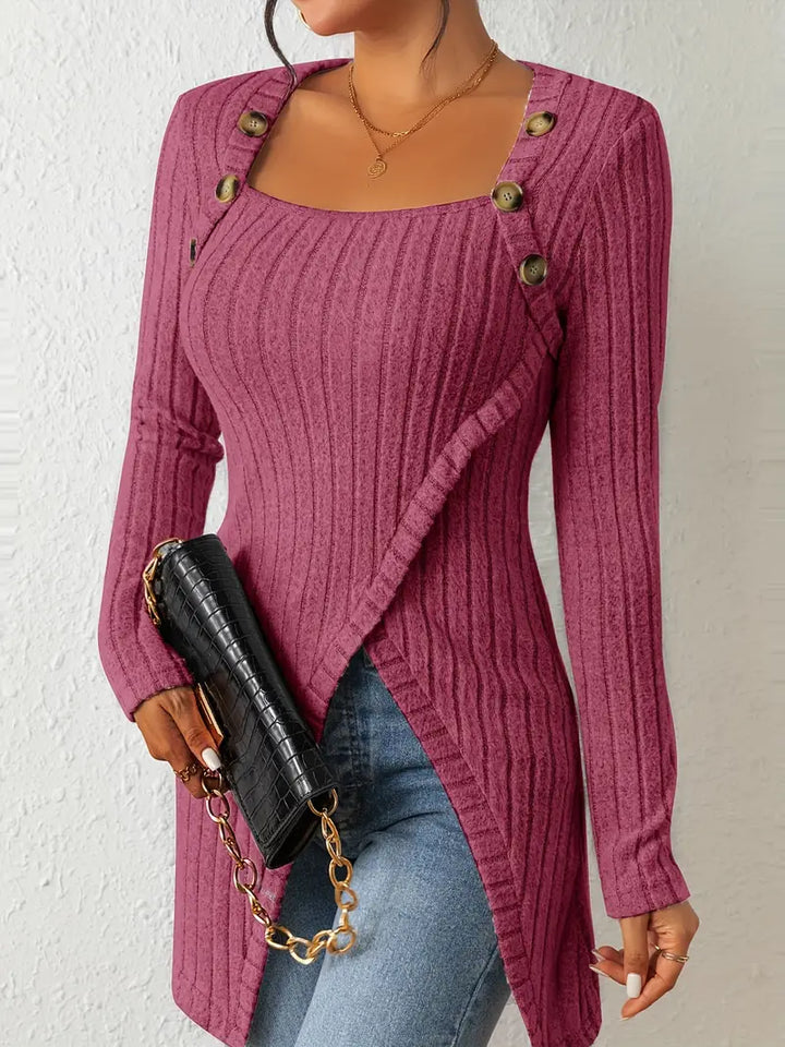 Julia™ - Top Asimmetrico a Costine alla Moda