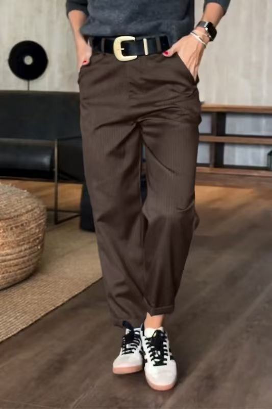 Pantaloni Suit Corti a Righe Casual da Donna