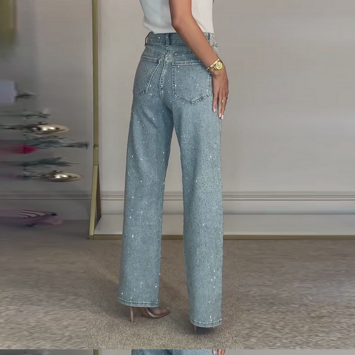 Jeans dritti con strass – Diventa la stella splendente