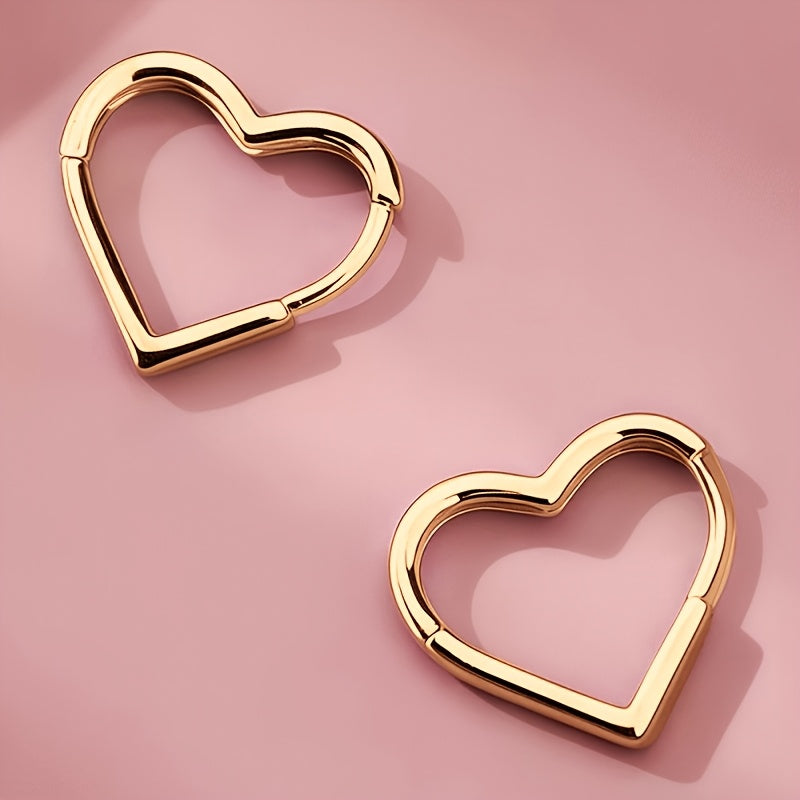 Orecchini in Acciaio Inossidabile a Cuore D'Oro