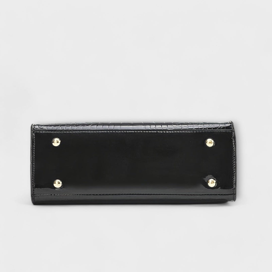 Borsa a Mano con Motivo Coccodrillo Lucido
