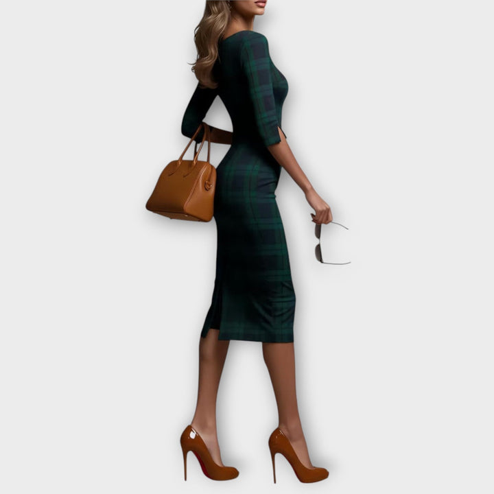 Abito Midi Pencil a Quadri Elegante