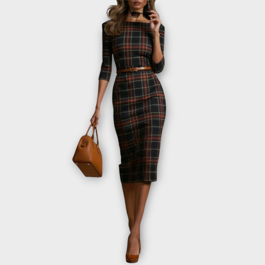 Abito Midi Pencil a Quadri Elegante