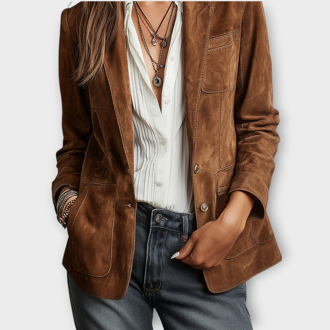 Blazer Vintage in Suede Marrone