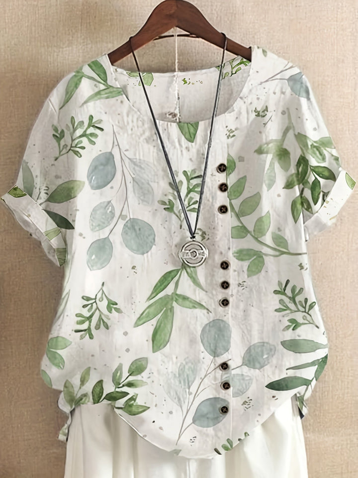 Sienna – Blusa con Dettaglio di Bottoni Floreali