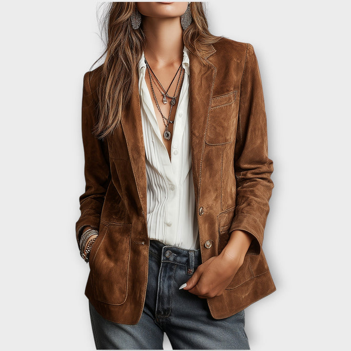 Blazer Vintage in Suede Marrone