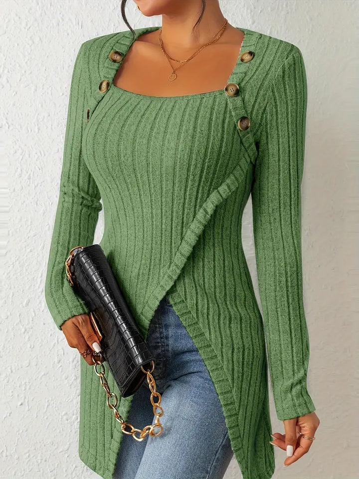 Julia™ - Top Asimmetrico a Costine alla Moda