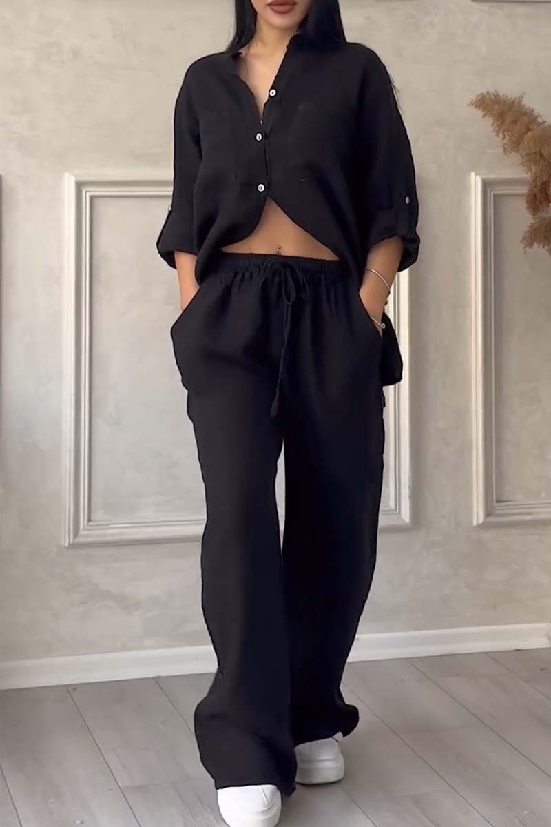 Fara | Insieme di Cotone e Lino di Lusso – Set Camicia e Pantaloni