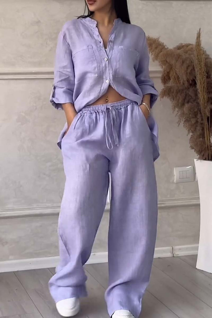 Fara | Insieme di Cotone e Lino di Lusso – Set Camicia e Pantaloni