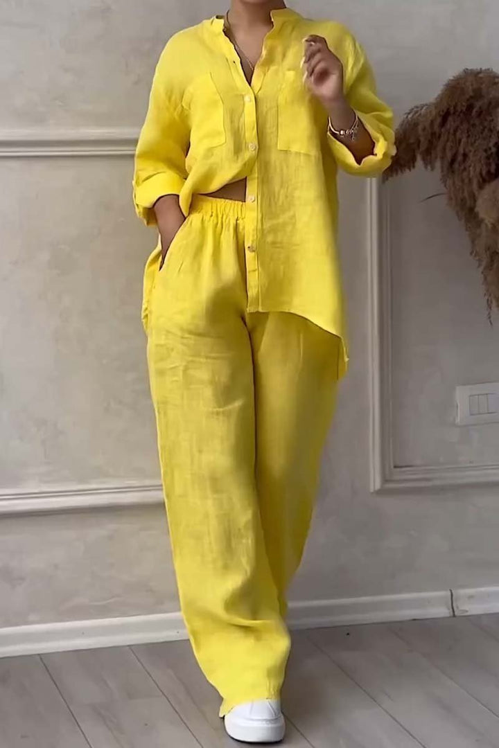 Fara | Insieme di Cotone e Lino di Lusso – Set Camicia e Pantaloni