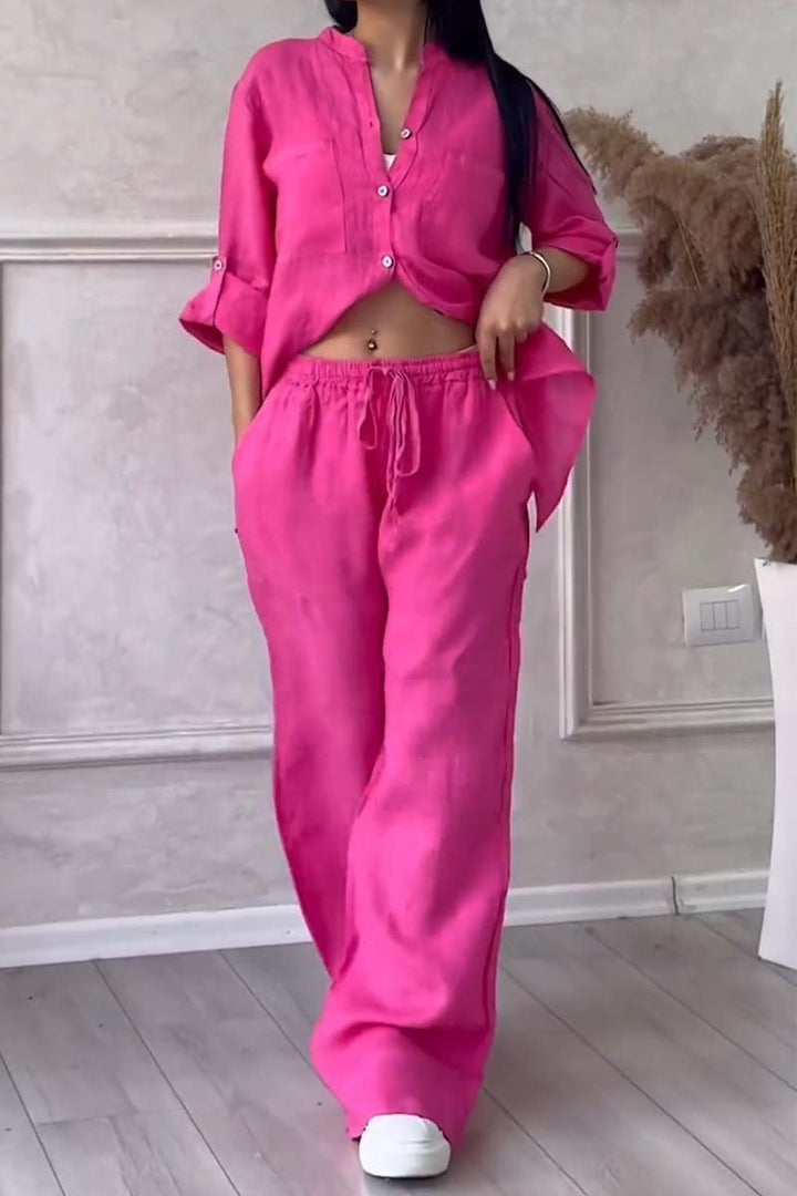 Fara | Insieme di Cotone e Lino di Lusso – Set Camicia e Pantaloni