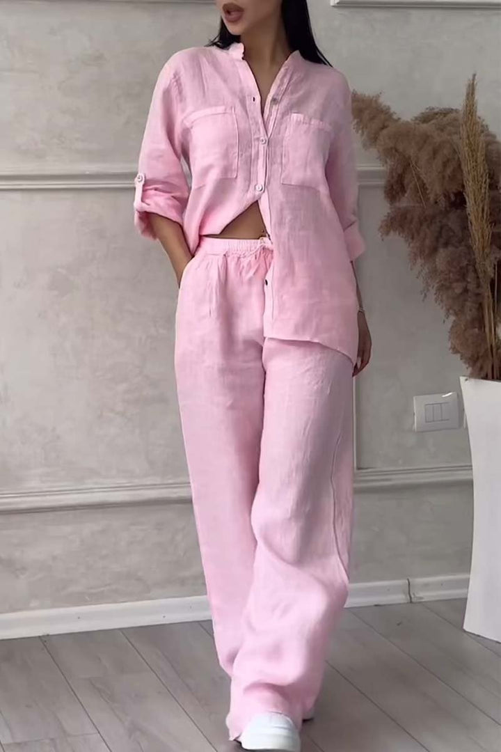 Fara | Insieme di Cotone e Lino di Lusso – Set Camicia e Pantaloni