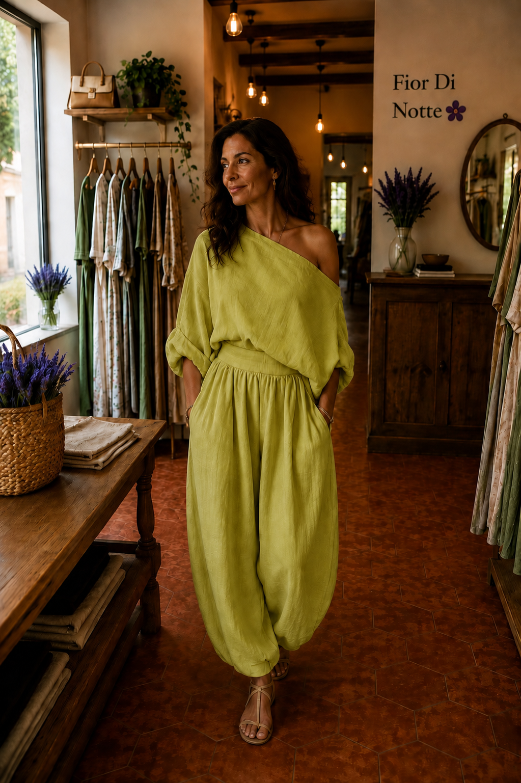 Lisa | Top morbido a spalle scoperte e pantaloni tapered