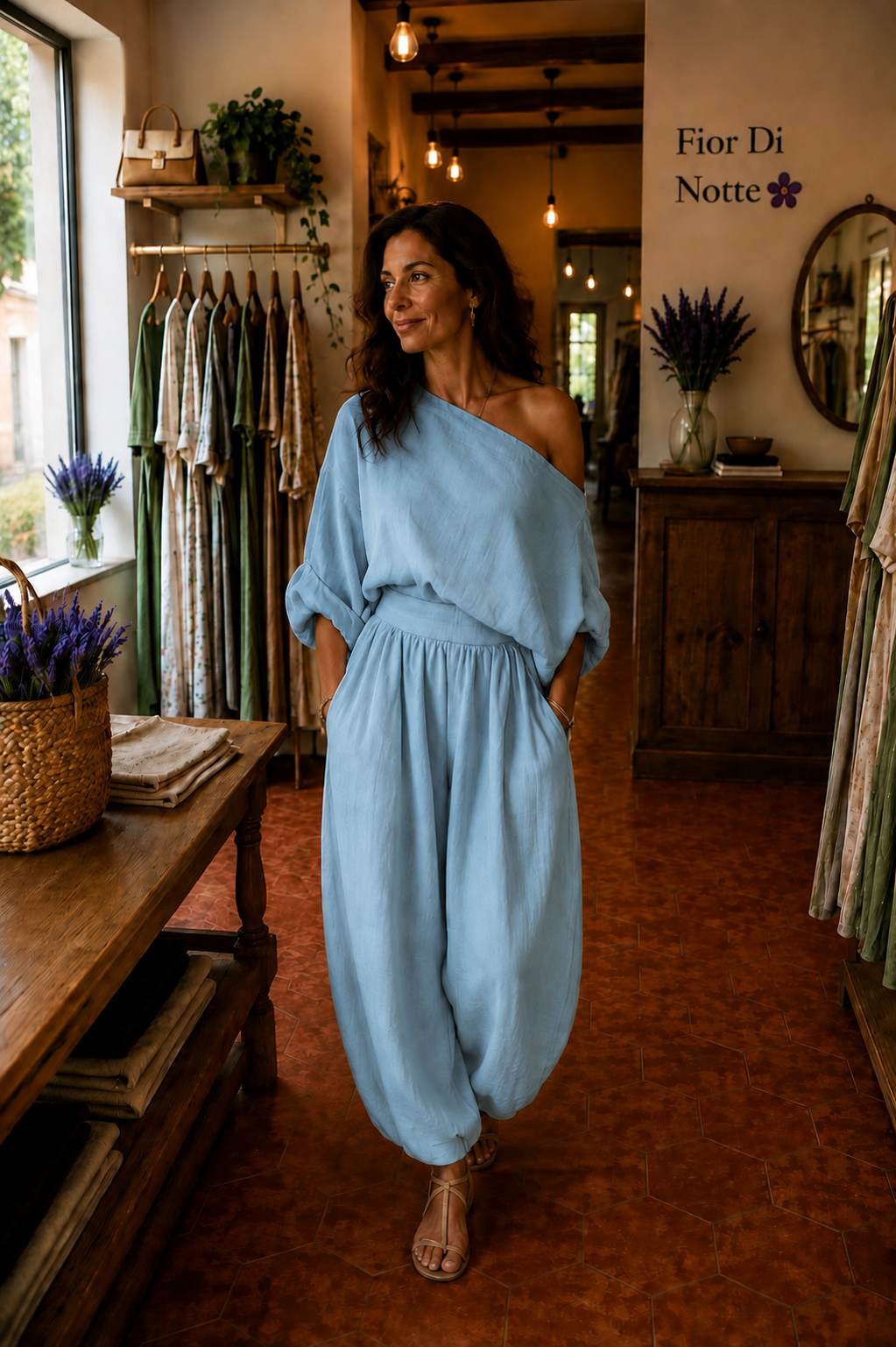Lisa | Top morbido a spalle scoperte e pantaloni tapered