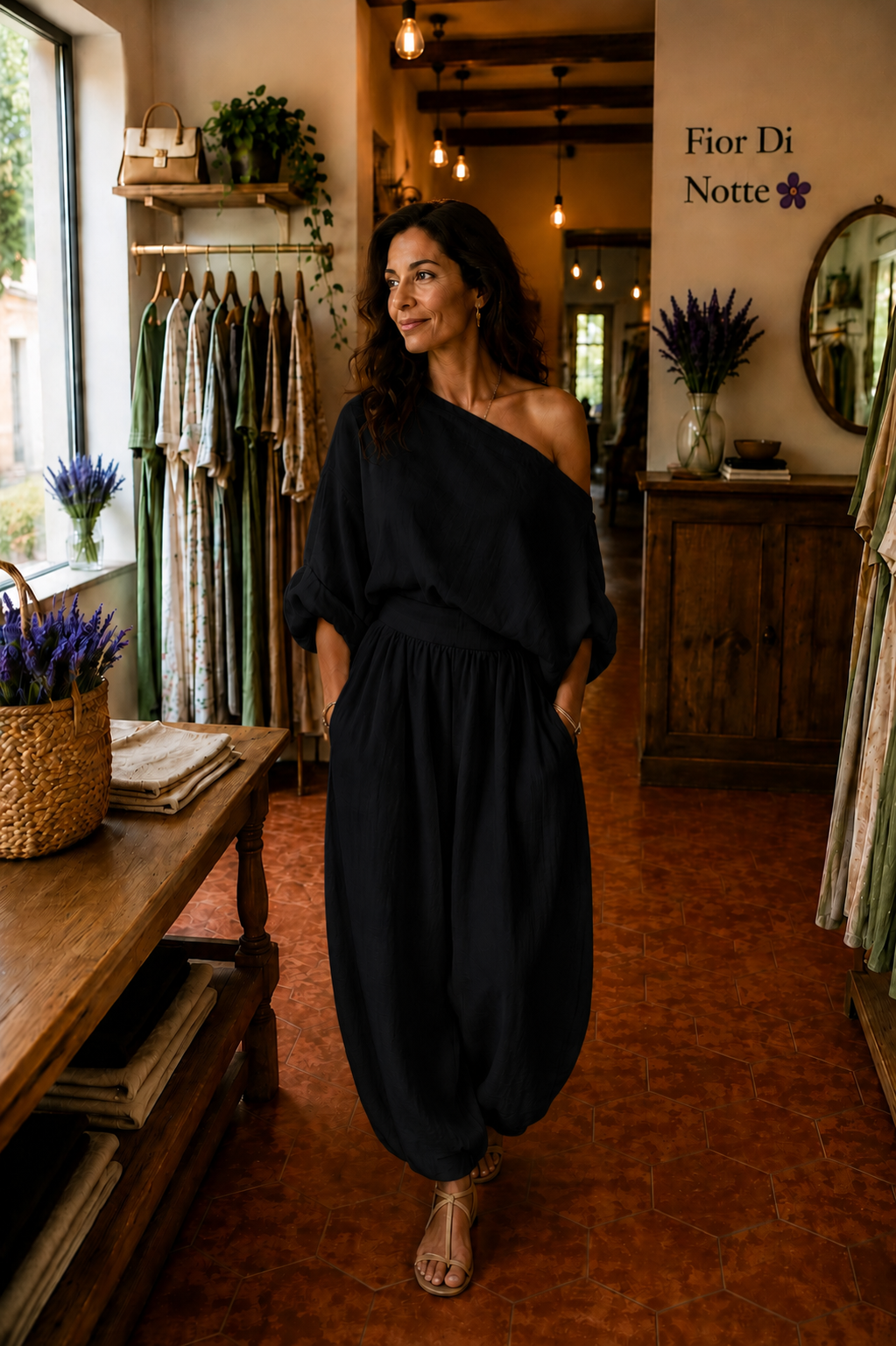 Lisa | Top morbido a spalle scoperte e pantaloni tapered