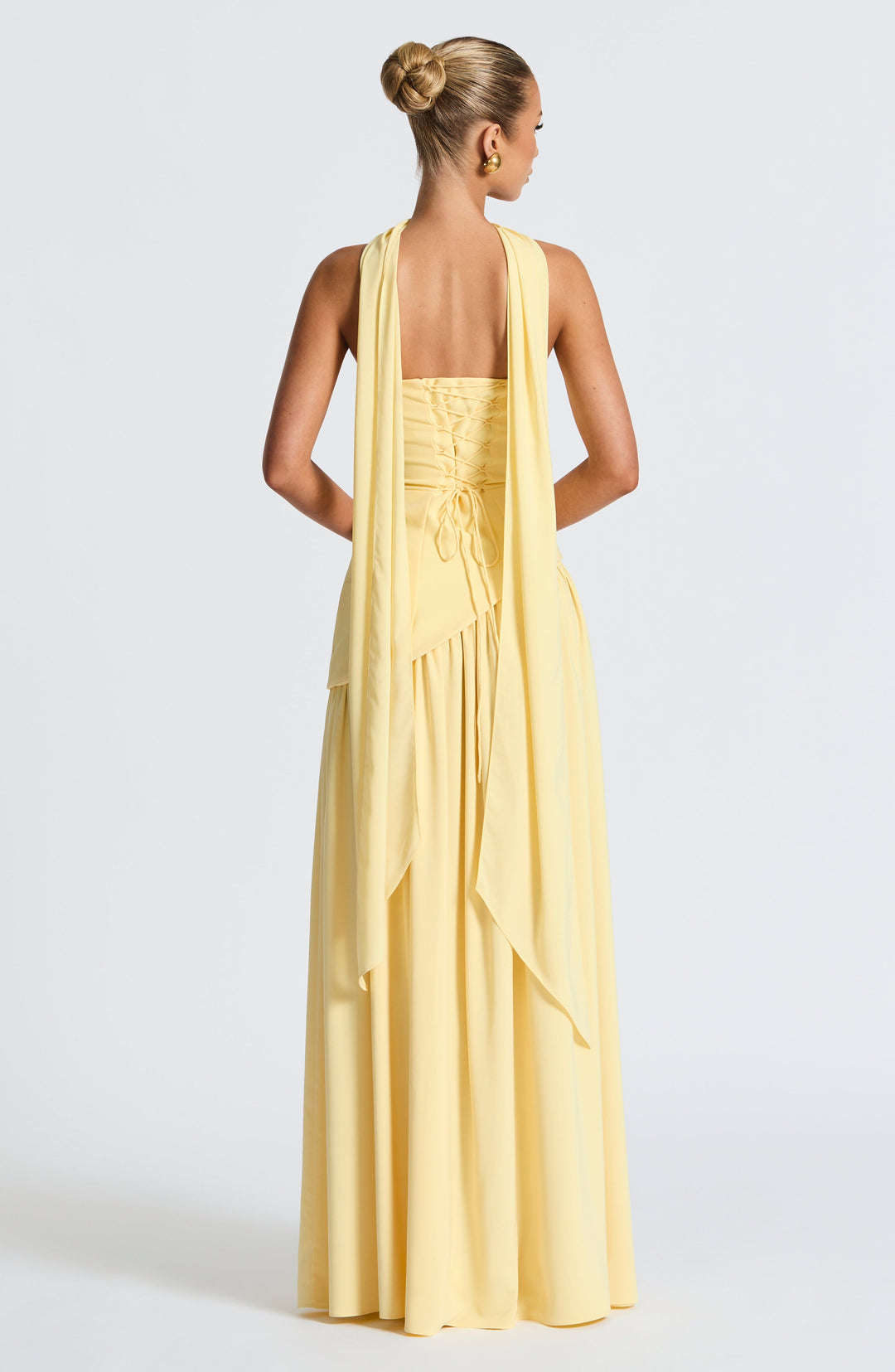 Vestito Maxi Senza Spalline per Donna con Apertura Alta e Vita Asimmetrica